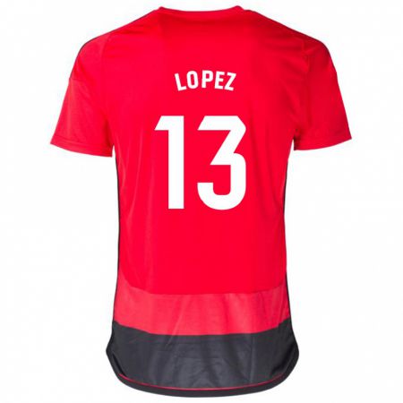 Kandiny Gyermek Luis López #13 Piros Fekete Hazai Jersey 2023/24 Mez Póló Ing