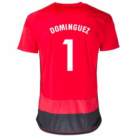 Kandiny Gyermek Iago Domínguez #1 Piros Fekete Hazai Jersey 2023/24 Mez Póló Ing