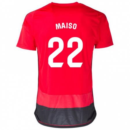 Kandiny Gyermek Álvaro Maiso #22 Piros Fekete Hazai Jersey 2023/24 Mez Póló Ing