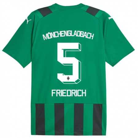 Kandiny Gyermek Marvin Friedrich #5 Fekete Zöld Idegenbeli Jersey 2023/24 Mez Póló Ing