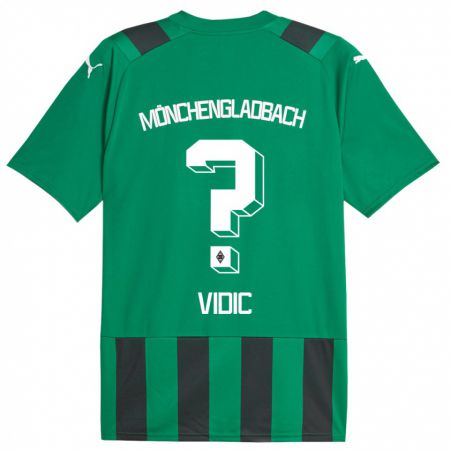 Kandiny Gyermek Nico Vidic #0 Fekete Zöld Idegenbeli Jersey 2023/24 Mez Póló Ing