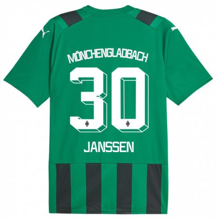 Kandiny Gyermek Annalena Janssen #30 Fekete Zöld Idegenbeli Jersey 2023/24 Mez Póló Ing