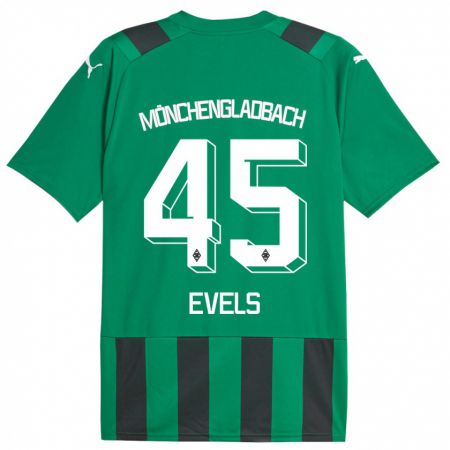 Kandiny Gyermek Emily Evels #45 Fekete Zöld Idegenbeli Jersey 2023/24 Mez Póló Ing