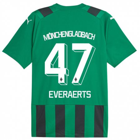 Kandiny Gyermek Kim Everaerts #47 Fekete Zöld Idegenbeli Jersey 2023/24 Mez Póló Ing