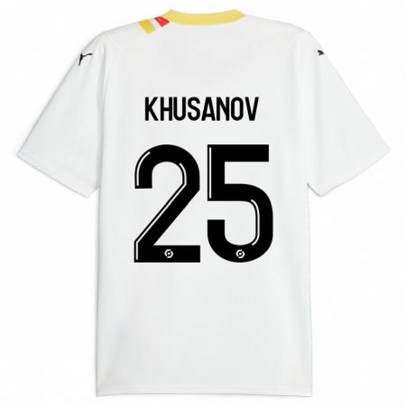 Kandiny Gyermek Abdukodir Khusanov #25 Fekete Idegenbeli Jersey 2023/24 Mez Póló Ing