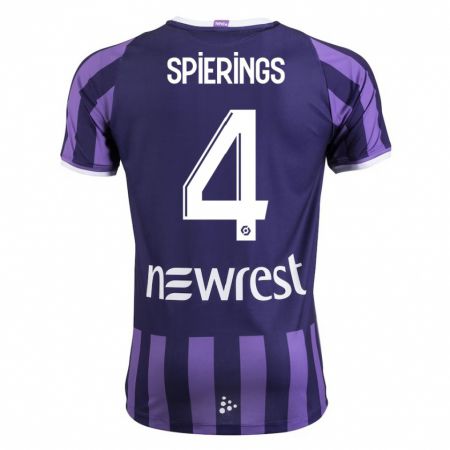 Kandiny Gyermek Stijn Spierings #4 Lila Idegenbeli Jersey 2023/24 Mez Póló Ing