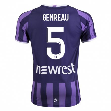 Kandiny Gyermek Denis Genreau #5 Lila Idegenbeli Jersey 2023/24 Mez Póló Ing