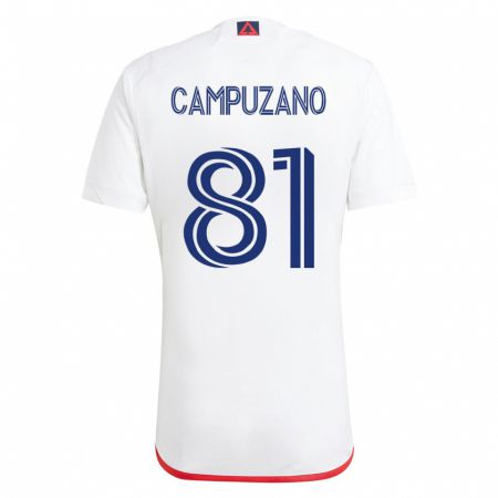 Kandiny Gyermek Nico Campuzano #81 Fehér Piros Idegenbeli Jersey 2023/24 Mez Póló Ing