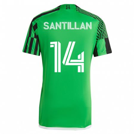 Kandiny Férfi Jonathan Santillan #14 Zöld Fekete Hazai Jersey 2023/24 Mez Póló Ing