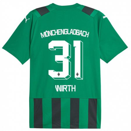 Kandiny Férfi Linus Wirth #31 Fekete Zöld Idegenbeli Jersey 2023/24 Mez Póló Ing