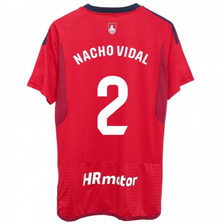 Kandiny Gyermek Nacho Vidal #2 Piros Hazai Jersey 2023/24 Mez Póló Ing