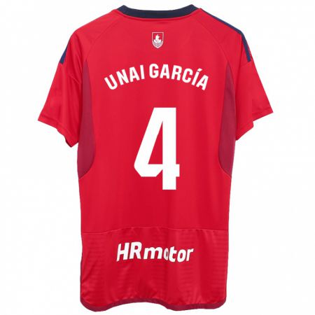 Kandiny Gyermek Unai García #4 Piros Hazai Jersey 2023/24 Mez Póló Ing