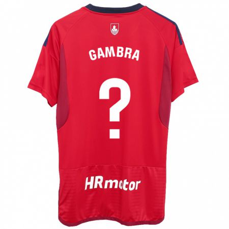 Kandiny Gyermek Javi Gambra #0 Piros Hazai Jersey 2023/24 Mez Póló Ing