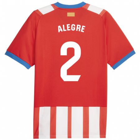 Kandiny Gyermek Marc Alegre #2 Piros Fehér Hazai Jersey 2023/24 Mez Póló Ing