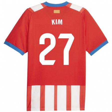 Kandiny Gyermek Min-Su Kim #27 Piros Fehér Hazai Jersey 2023/24 Mez Póló Ing