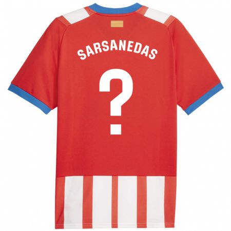 Kandiny Gyermek Joao Sarsanedas #0 Piros Fehér Hazai Jersey 2023/24 Mez Póló Ing