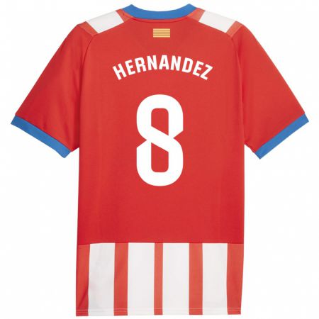 Kandiny Gyermek Sofia Hernández #8 Piros Fehér Hazai Jersey 2023/24 Mez Póló Ing