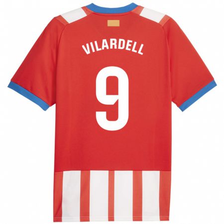 Kandiny Gyermek Júlia Vilardell #9 Piros Fehér Hazai Jersey 2023/24 Mez Póló Ing