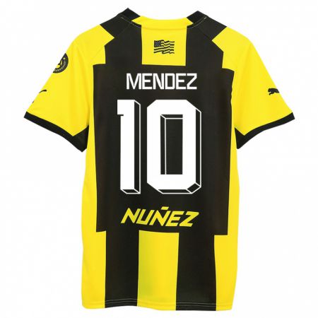 Kandiny Gyermek Kevin Méndez #10 Sárga Fekete Hazai Jersey 2023/24 Mez Póló Ing