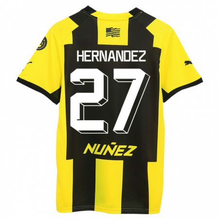 Kandiny Gyermek Lucas Hernández #27 Sárga Fekete Hazai Jersey 2023/24 Mez Póló Ing