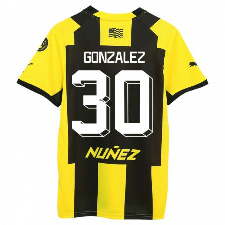 Kandiny Gyermek Ángel González #30 Sárga Fekete Hazai Jersey 2023/24 Mez Póló Ing