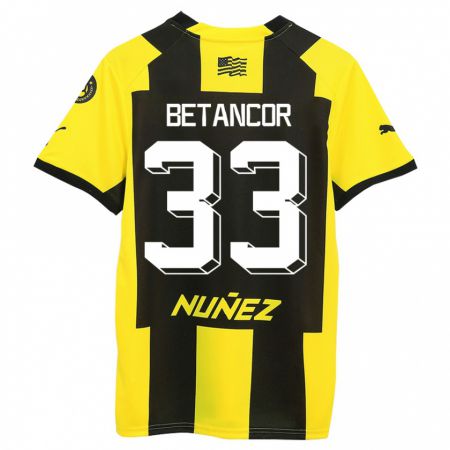 Kandiny Gyermek Bruno Betancor #33 Sárga Fekete Hazai Jersey 2023/24 Mez Póló Ing