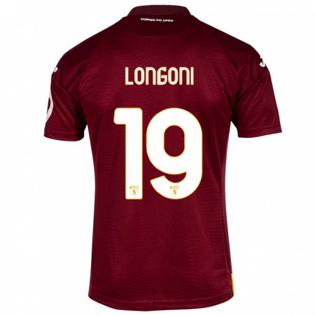 Kandiny Gyermek Marco Longoni #19 Sötét Vörös Hazai Jersey 2023/24 Mez Póló Ing