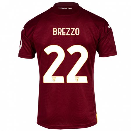 Kandiny Gyermek Matteo Brezzo #22 Sötét Vörös Hazai Jersey 2023/24 Mez Póló Ing