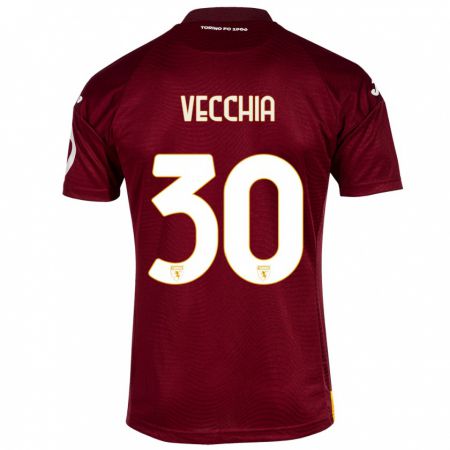 Kandiny Gyermek Marco Dalla Vecchia #30 Sötét Vörös Hazai Jersey 2023/24 Mez Póló Ing