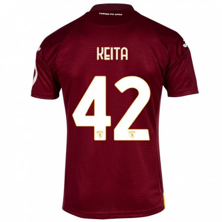 Kandiny Gyermek Karamoko Keita #42 Sötét Vörös Hazai Jersey 2023/24 Mez Póló Ing