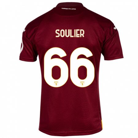 Kandiny Gyermek Evan Soulier #66 Sötét Vörös Hazai Jersey 2023/24 Mez Póló Ing