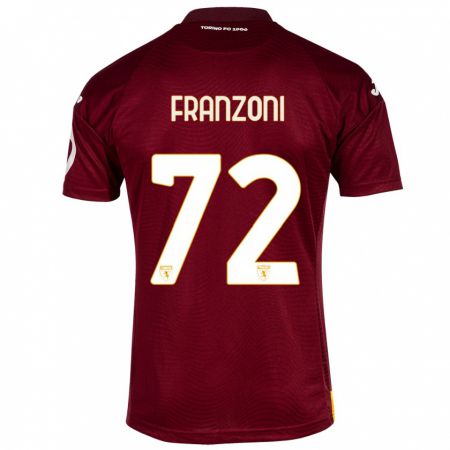 Kandiny Gyermek Nicolò Franzoni #72 Sötét Vörös Hazai Jersey 2023/24 Mez Póló Ing