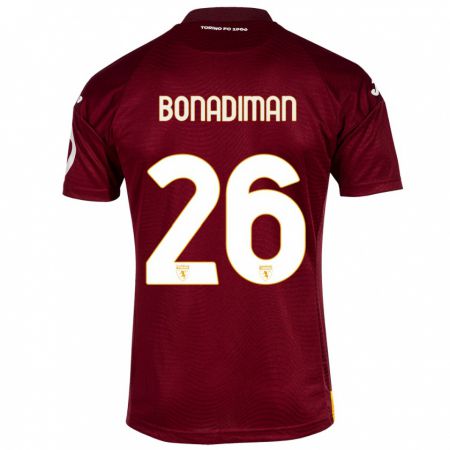 Kandiny Gyermek Matteo Bonadiman #26 Sötét Vörös Hazai Jersey 2023/24 Mez Póló Ing