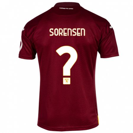 Kandiny Gyermek Ben Sørensen #0 Sötét Vörös Hazai Jersey 2023/24 Mez Póló Ing