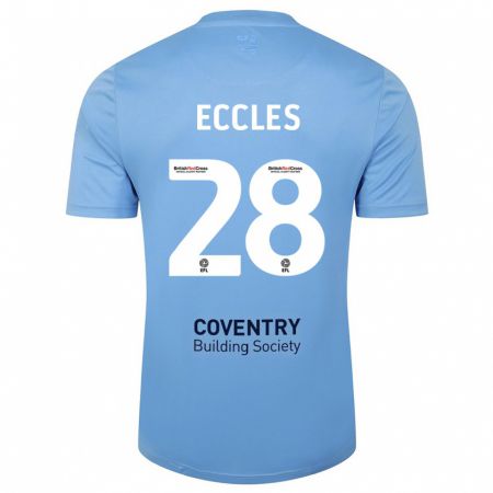 Kandiny Gyermek Josh Eccles #28 Égszínkék Hazai Jersey 2023/24 Mez Póló Ing