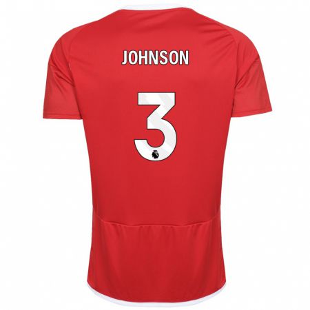 Kandiny Gyermek Nat Johnson #3 Piros Hazai Jersey 2023/24 Mez Póló Ing