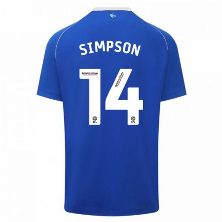 Kandiny Gyermek Jasmine Simpson #14 Kék Hazai Jersey 2023/24 Mez Póló Ing