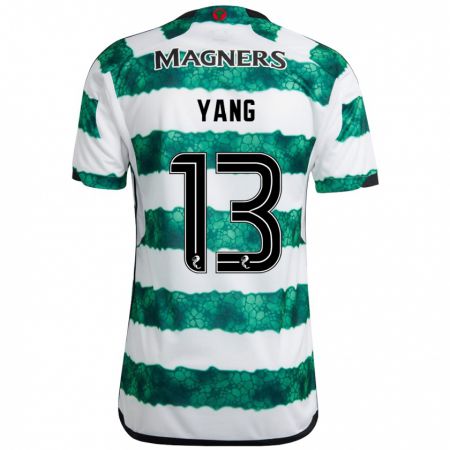 Kandiny Gyermek Hyun-Jun Yang #13 Zöld Hazai Jersey 2023/24 Mez Póló Ing