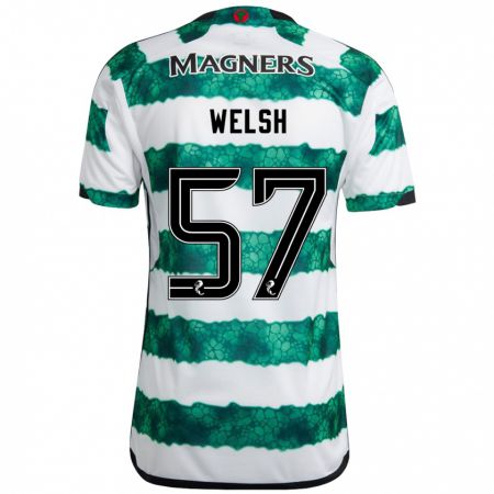 Kandiny Gyermek Stephen Welsh #57 Zöld Hazai Jersey 2023/24 Mez Póló Ing