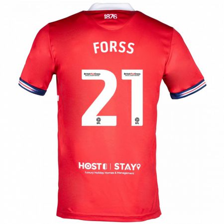 Kandiny Gyermek Marcus Forss #21 Piros Hazai Jersey 2023/24 Mez Póló Ing