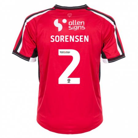 Kandiny Gyermek Lasse Sörensen #2 Piros Hazai Jersey 2023/24 Mez Póló Ing