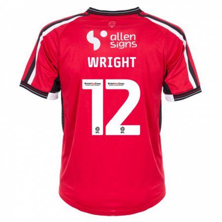 Kandiny Gyermek Jordan Wright #12 Piros Hazai Jersey 2023/24 Mez Póló Ing