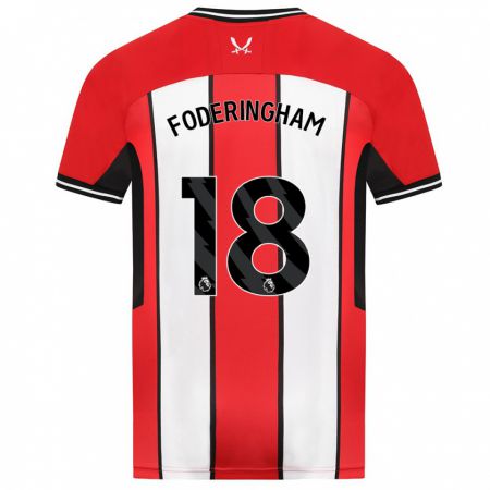 Kandiny Gyermek Wes Foderingham #18 Piros Hazai Jersey 2023/24 Mez Póló Ing