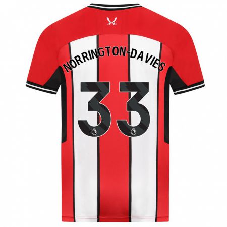 Kandiny Gyermek Rhys Norrington-Davies #33 Piros Hazai Jersey 2023/24 Mez Póló Ing