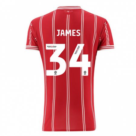 Kandiny Gyermek Joseph James #34 Piros Hazai Jersey 2023/24 Mez Póló Ing