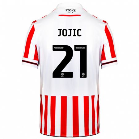 Kandiny Gyermek Nikola Jojic #21 Piros Fehér Hazai Jersey 2023/24 Mez Póló Ing