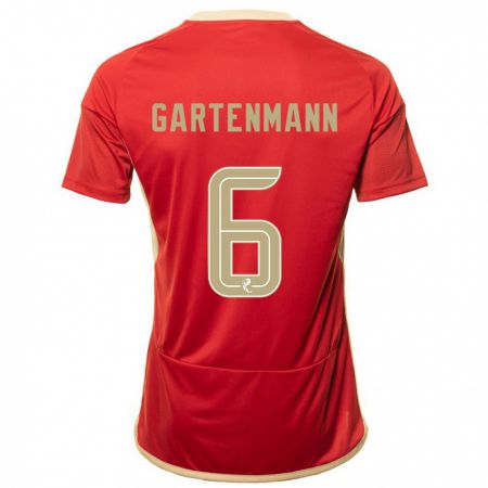 Kandiny Gyermek Stefan Gartenmann #6 Piros Hazai Jersey 2023/24 Mez Póló Ing