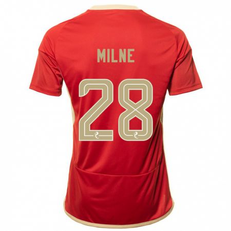 Kandiny Gyermek Jack Milne #28 Piros Hazai Jersey 2023/24 Mez Póló Ing