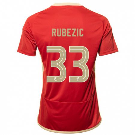 Kandiny Gyermek Slobodan Rubezic #33 Piros Hazai Jersey 2023/24 Mez Póló Ing