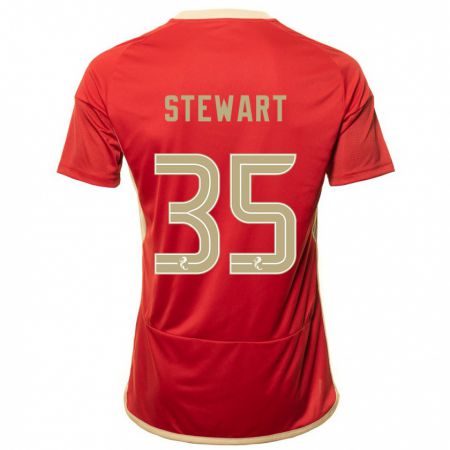 Kandiny Gyermek Alfie Stewart #35 Piros Hazai Jersey 2023/24 Mez Póló Ing